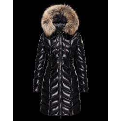 Moncler BELLOY Turtleneck Fur-Trimmed Hood Black Coats Nylon/Polyamide Womens 41461298AB