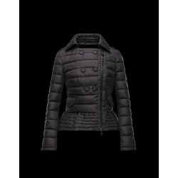 Moncler BIBER Double-Breasted Classic Neckline Black Jackets Nylon Womens 41467469GC