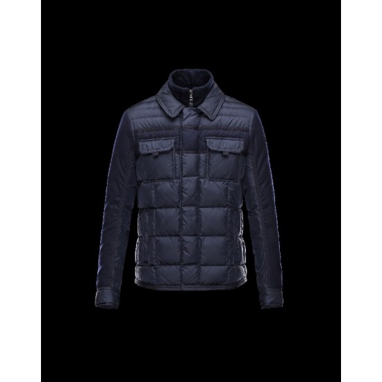 Moncler BLAIS Turtleneck Dark blue Jackets Polyamid/Wool Mens 41378018WC