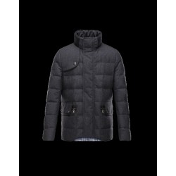 Moncler GAMME BLEU Ribbed Knit Collar Black Jackets Virgin Wool Mens 41464451WO