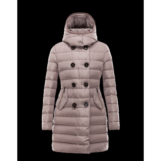 Moncler GARBET Double-Breasted Detachable Dove grey Coats Techno Fabric Womens 41456711MW