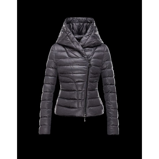 Moncler GAUBE Fixed Hood V-Neckline Steel grey Jackets Polyester Womens 41456771VN