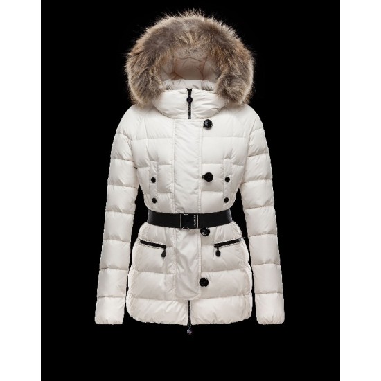 Moncler GENE Turtleneck Detachable Ivory Jackets Nylon/Racoon Womens 41456957NI