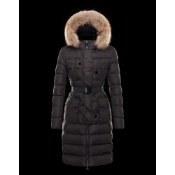 Moncler GENEVRIER Fur Hood Black Coats Nylon/Pa Womens 41311136HN