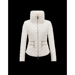 Moncler GUERY Turtleneck Ivory Jackets Lacquered Nylon Womens 41456719ML