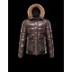 Moncler Hubert Ultralight Fur Trimmed Dark brown Jackets Wool/Polyamide Mens 41236416OM