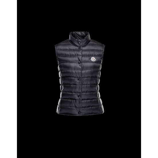 Moncler LIANE Ultralight Mandarin Collar Black Waistcoats Techno Fabric/Polyamide Womens 41344266SD