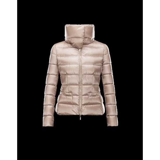 Moncler MEILLE Round Collar Detachable Collar Beige Jackets Polyamide Womens 41456712GK