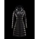 Moncler Moka Detachable Hood Black Coats Lacquered Nylon Womens 41224531KD