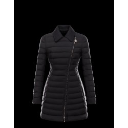 Moncler NOUES Classic Neckline Broadcloth Collar Black Coats Techno Fabric Womens 41457415FM