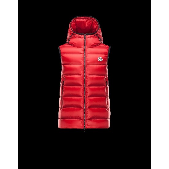 Moncler RAY Detachable Hood Turtleneck Red Waistcoats Techno Fabric Mens 41456966JH