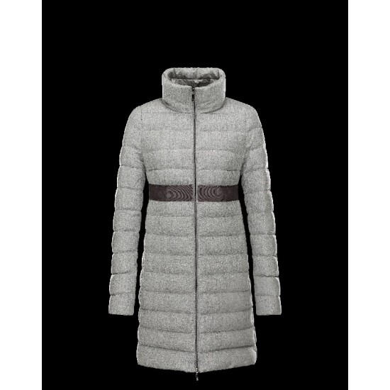 Moncler SOLOGNE Turtleneck Grey Coats Wool Flannel Womens 41456776LN