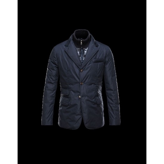 Moncler ARGENTRE Detachable Ribbed Collar Blue Jackets Nylon/Polyester Mens 41378033AA