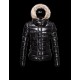 Moncler Armoise Detachable Fur Trimmed Black Jackets Lacquered Nylon Womens 41224515UM