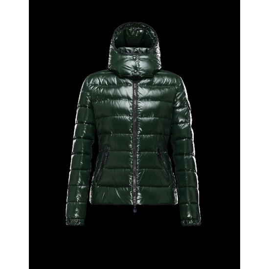 Moncler Bady Detachable Hood Dark green Jackets Lacquered Nylon Womens 41224540TK