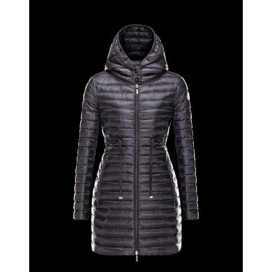 Moncler BARBEL Hooded Ultralight Round Collar Black Jackets Techno Fabric Womens 41411433PR