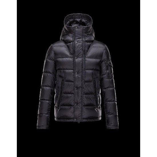 Moncler BASILE Lightweight Fixed Hood Black Jackets Nylon/Polyamide Mens 41457019EE