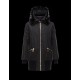 Moncler BASSIAS Detachable Turtleneck Fur Collar Black Coats Polyester/Beaver Womens 41466460TP