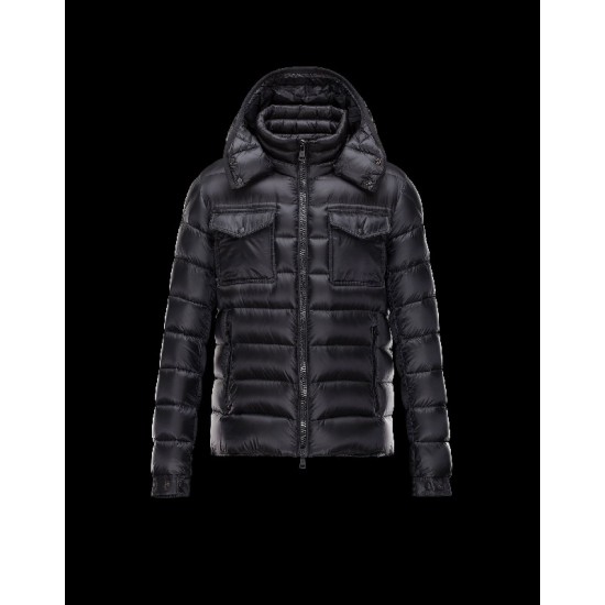 Moncler EDWARD Detachable Hood Turtleneck Black Jackets Techno Fabric Mens 41456708FO