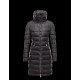 Moncler FLAMME Turtleneck Inner Hood Black Coats Nylon Womens 41381023BL