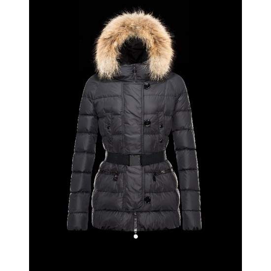 Moncler GENE Turtleneck Fur-Trimmed Hood Black Jackets Nylon/Polyamide/Racoon Womens 41456957UM