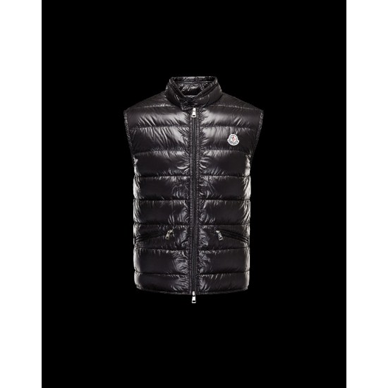 Moncler GUI Ultralight Black Waistcoats Techno Fabric Mens 41344258SB