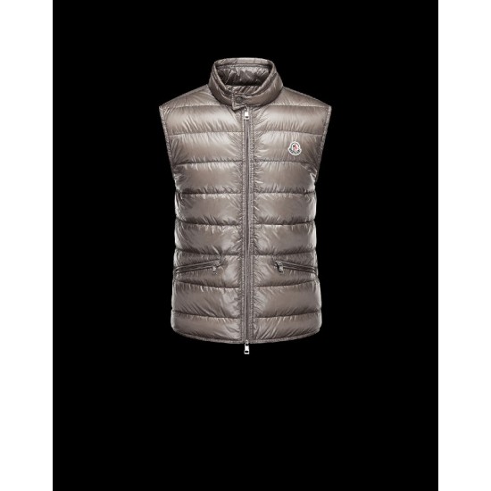 Moncler GUI Ultralight Grey Waistcoats Techno Fabric Mens 41344258HI