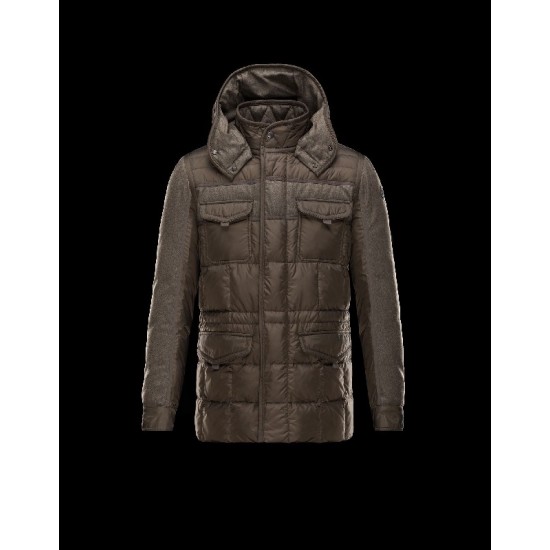 Moncler JACOB Detachable Hood Turtleneck Military green Jackets Wool/Polyamide Mens 41456709EI