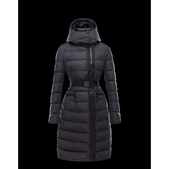 Moncler LANOUX Detachable Turtleneck Black Coats Nylon Womens 41472649FU