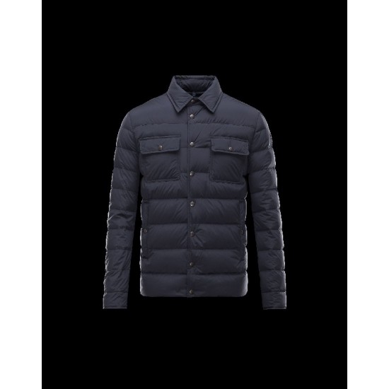 Moncler LUBERON Classic Neckline Blue Jackets Polyamid/Elastane/Nylon Mens 41378025FC