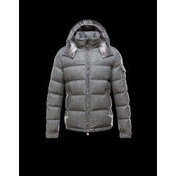 Moncler Montgenevre Detachable Hood Grey Jackets Flannel Wool Mens 41249881TR