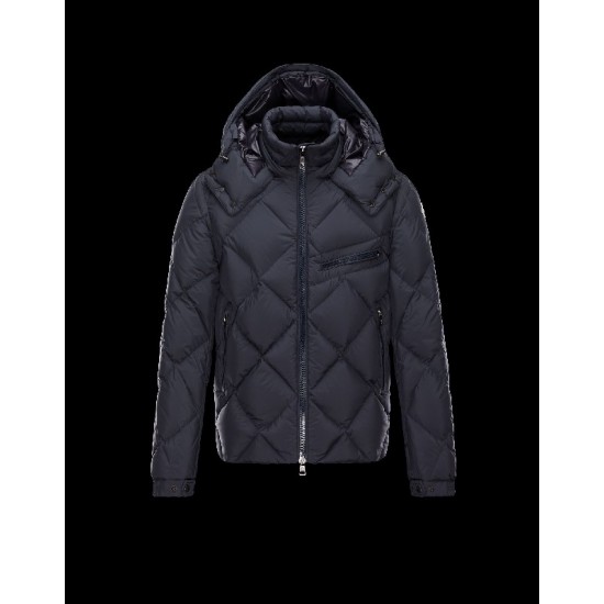 Moncler NEWMAN Detachable Hood Turtleneck Dark blue Jackets Techno Fabric Mens 41456795SO