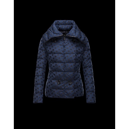 Moncler PALAS Double-Breasted Turtleneck Dark blue Jackets Jacquard Womens 41473455WM