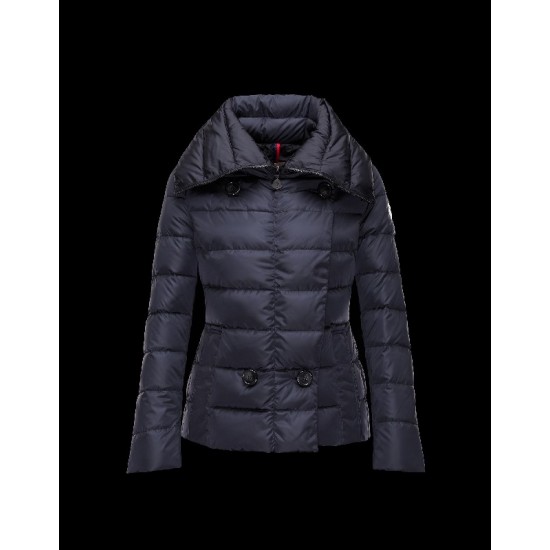 Moncler PALAS Double-Breasted Turtleneck Dark blue Jackets Nylon Womens 41457361OC