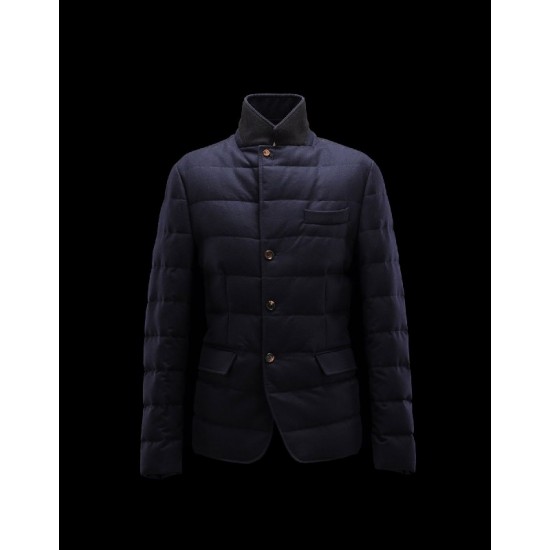 Moncler Rodin Blue Jackets Flannel Wool Mens 41224663SI