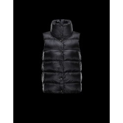 Moncler SOURCES Turtleneck Black Waistcoats Techno Fabric Womens 41456775BO