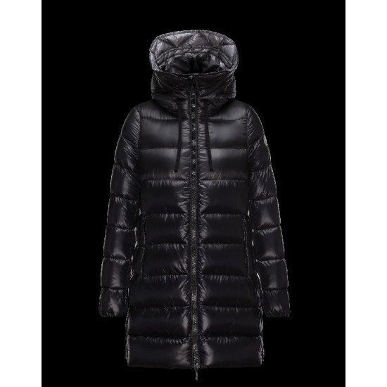 Moncler SUYEN Turtleneck Drawstring Collar Black Jackets Pa/Techno Fabric Womens 41459897PK