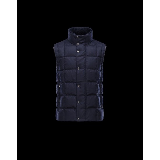 Moncler TENAY Turtleneck Dark blue Waistcoats Wool Flannel Mens 41456745SC